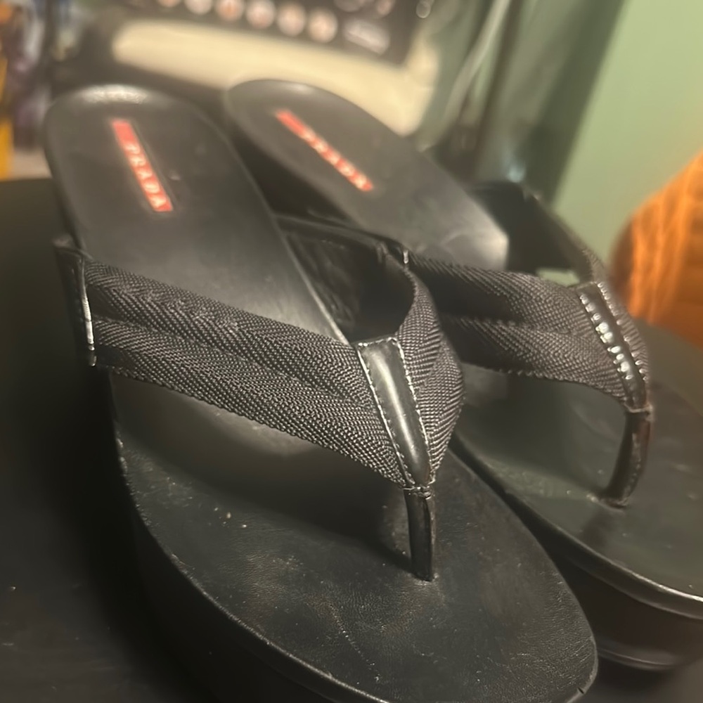 Prada Black Flip Flop Sandals